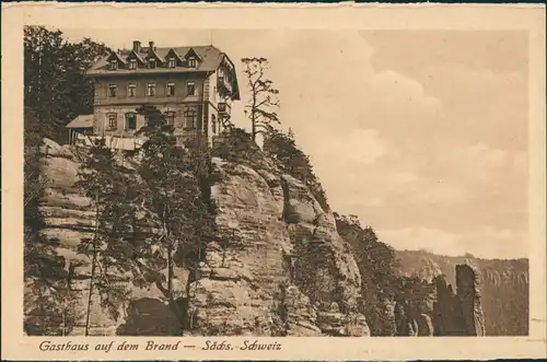 Ansichtskarte Hohnstein (Sächs. Schweiz) Berggaststätte Brand Baude 1928
