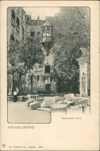 Ansichtskarte Heidelberg Heidelberger Schloss Erker Steiner im Schlosshof 1905