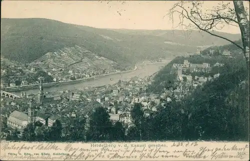 Ansichtskarte Heidelberg Panorama-Ansicht Gesamtansicht Stadt mit Neckar 1902