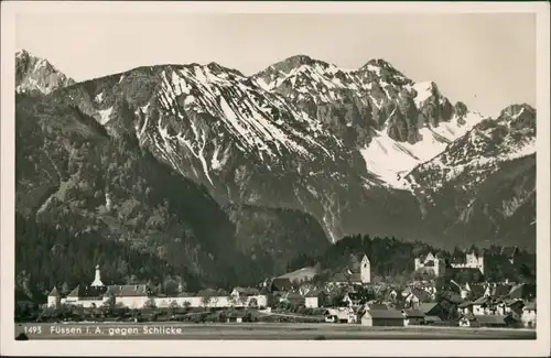 Ansichtskarte Füssen Panorama-Ansicht Allgäu Berg Blick gegen Schlicke 1940