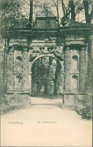 Heidelberg Stadtteilansicht Partie am Elisabethentor, Torbogen 1904