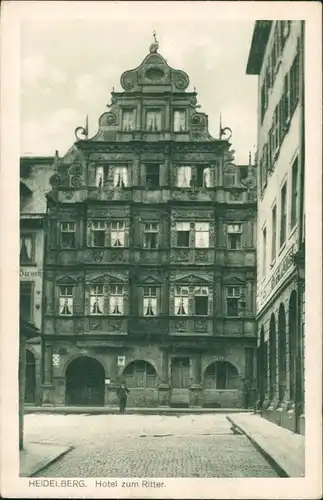 Ansichtskarte Heidelberg Gaststätte Hotel Zum Ritter, Strassen Partie 1920