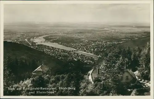 Heidelberg Königstuhl Panorama Fernansicht bis in die Rhein-Ebene 1930