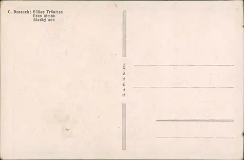 Künstlerkarte: Gemälde / Kunstwerke C Benesch Süßes Träumen 1917