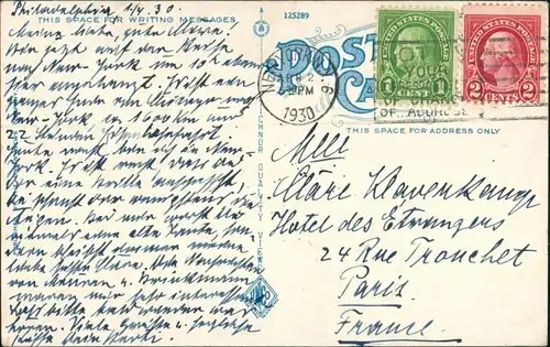 Philadelphia City View with Building, Street with Cars/Hochhaus Geschäften 1930