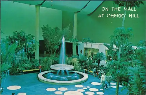 Postcard Cherry Hill Fountain and tropical garden, Cherry Hill N.J. 1975