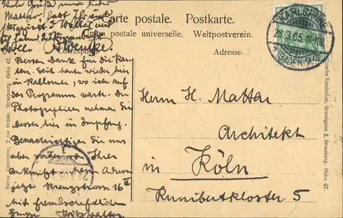 Dambach (Elsass/Alsace) DAMBACH (Elsass) Strasse alte Wohnhäuser 1905   AK gelaufen mit Stempel von KARLSRUHE