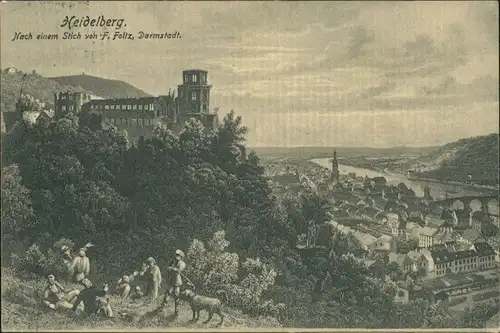 Heidelberg Heidelberger Schloss nach Stich von F. Foltz (Darmstadt) 1907