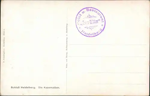 Heidelberg Künstlerkarte Kasematten im Heidelberger Schloss 1910