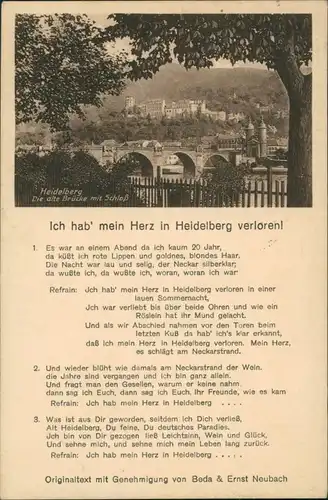 Heidelberg Heidelberger Schloss mit Liedtet Beda & Ernst Neubach 1926