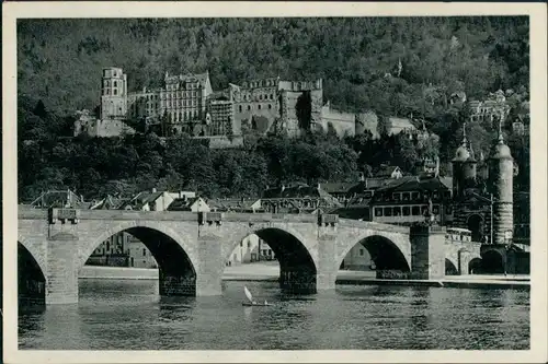 Heidelberg Alte Neckar Brücke Heidelberger Schloss, Bridge, Castle 1932