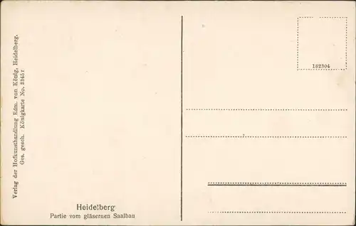 Ansichtskarte Heidelberg Partie im gläsernen Saalbau 1907