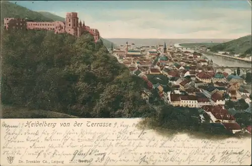 Ansichtskarte Heidelberg Stadtblick coloriert 1901