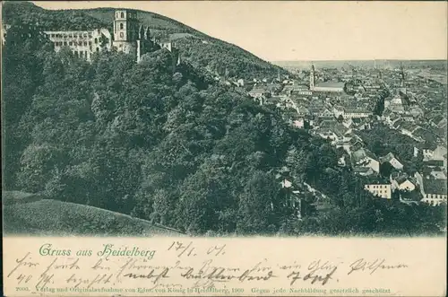Ansichtskarte Heidelberg Stadt und Schloß 1901