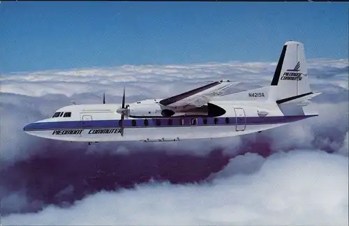 Ansichtskarte  Propellerflugzeug PIEDMONT COMMUTER Fokker F-27-600 1990