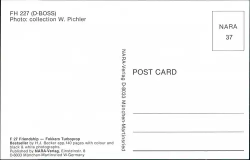 Propellerflugzeug F 27 Friendship - Fokkers Turboprop FH 227 auf Flughafen 1990