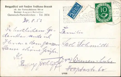 Partenkirchen-Garmisch-Partenkirchen Forsthaus Graseck Berg-Gasthof 1952