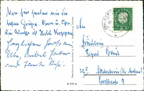Gemünden a. Main Gesamtansicht Fernblick auf Gemünden a. Main 1960