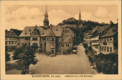 Blankenburg (Harz) Rathaus, Marktplatz, Platz Strassen Partie 1920
