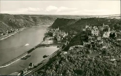 Sankt Goar Burgruine Rheinfels Panorama Ansicht Rhein Rhine Fluss River 1955