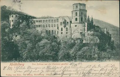 Ansichtskarte Heidelberg Heidelberger Schloss von der Terrasse gesehen 1902