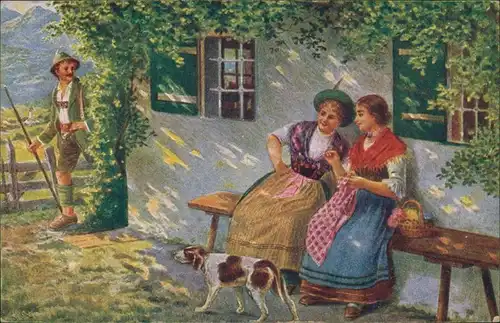 E. Rössler, Auf der Alm, Künstlerkarte Gemälde / Kunstwerke 1920