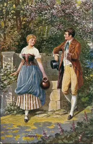 Ansichtskarte  "Hermann u. Dorothea" F. Rösler Künstlerkarte, Kunst-AK 1920