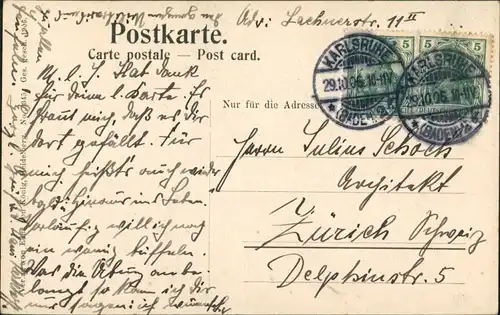 Heidelberg Heidelberger Schloss Partie vom gläsernen Saalbau 1906   AK gelauben mit Stempel KARLSRUHE  AK gelauben mit Stempel KARLSRUHE