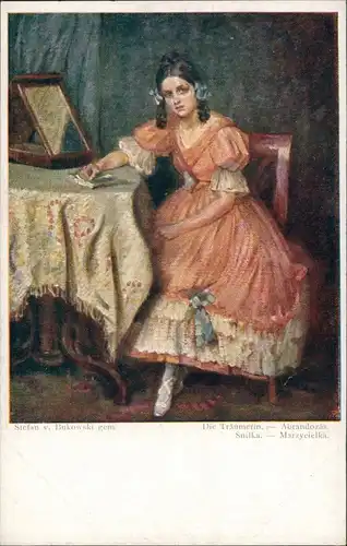 Wiener Volkskunst "Die Träumerin" Künstler Stefan v. Bukowski 1910