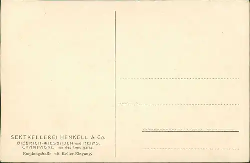 Ansichtskarte Biebrich-Wiesbaden Sektkellerei Henkell - Empfangshalle 1927