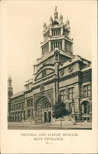 Postcard London Victoria and Albert Museum Main Entrance 1930