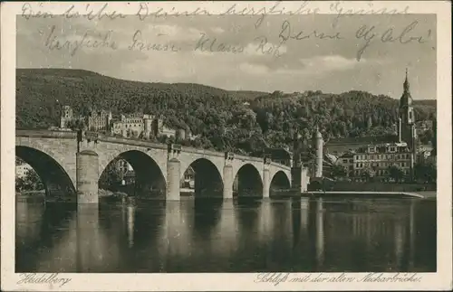 Ansichtskarte Heidelberg Alte Brücke Heidelberger Schloss Neckar Partie 1928