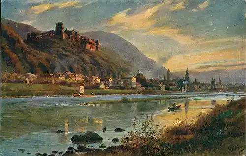 Heidelberg Schloss, Neckar Partie v.d. Ziegelhäuser Landstrasse gesehen 1920