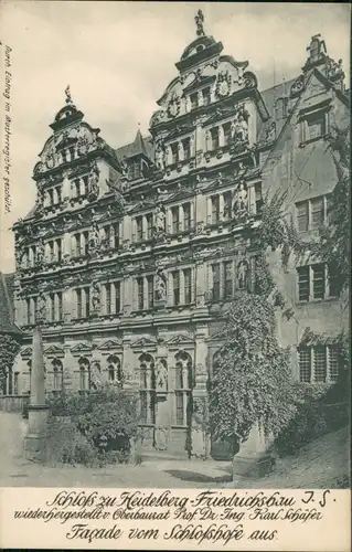 Heidelberg Schloss Fassade Friedrichsbau Schlosshof, Castle View 1910