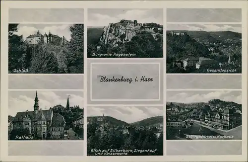 Blankenburg (Harz) Mehrbild-AK mit Schloß Rathaus Regenstein Gebirgshotel  1930