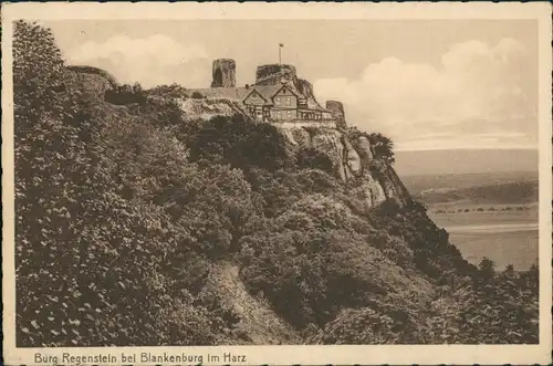 Blankenburg (Harz) Burg Castle Burgruine Regenstein Gesamtansicht 1929
