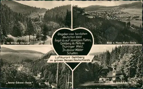 Gehlberg Mehrbild-AK DDR ua. mit Jonny-Scheer-Heim, Glöckchen im Tal uvm. 1961