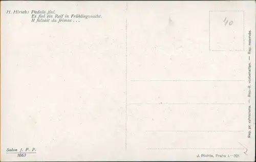 Künstlerkarte H. Hirsch: Padalo jiní "Frühlingsnacht" Art Postcard 1920