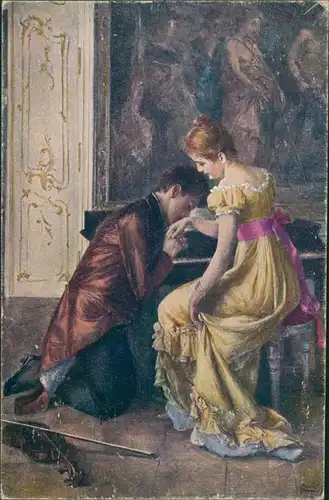 Ansichtskarte  E Novák "Introduction" Paar am Klavier 1920