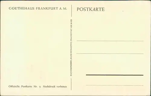 Ansichtskarte Frankfurt am Main Goethehaus - Gemälde Kabinett II. Stock 1926