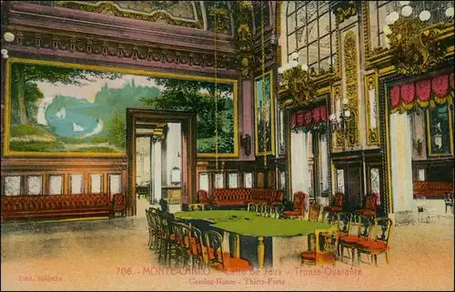 Postcard Monte-Carlo Casino Salle de jeux Gaming Room 1914