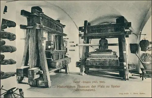 Ansichtskarte Speyer Weinmuseum - Kelter Gruppe 1913