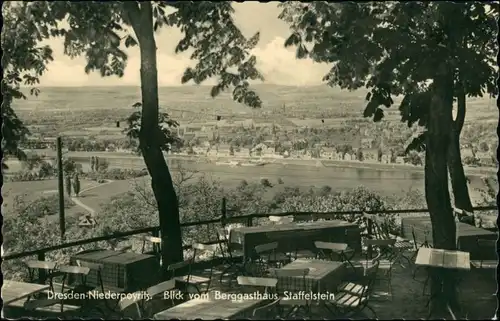 Ansichtskarte Niederpoyritz-Dresden Blick vom Restaurant 1957