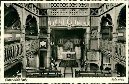 Ansichtskarte Hahnenklee-Goslar Gustav-Adolf-Stabkirche, Innen 1962