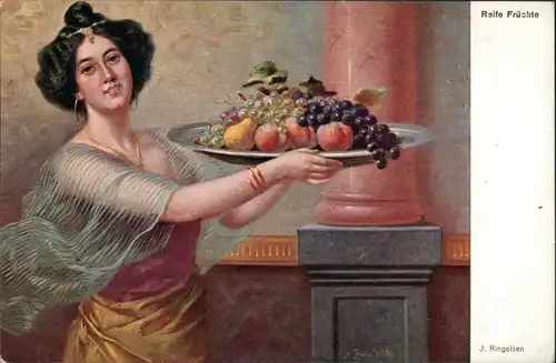 Ansichtskarte  Künstlerkarte "Reife Früchte" nach Gemälde J. Ringeisen 1910