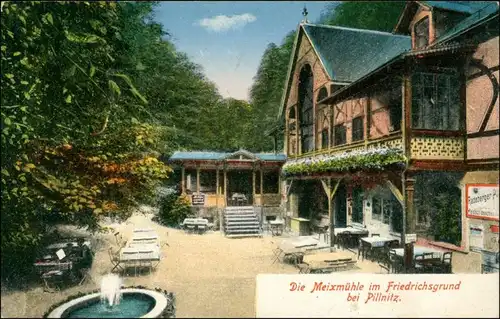 Ansichtskarte Pillnitz Meixmühle, Garten 1912