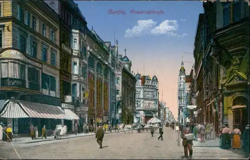 Ansichtskarte Mitte-Berlin Friedrichstraße, Restaurant - belebt 1916