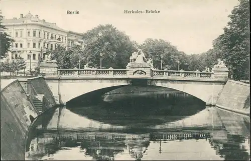 Ansichtskarte Tiergarten-Berlin Herkulesbrücke, Straße Häuser 1912