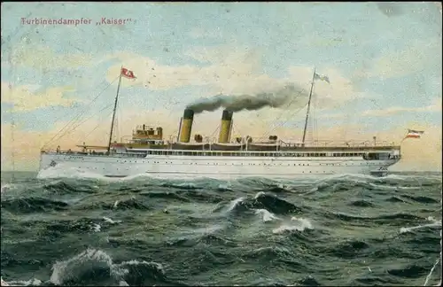 Ansichtskarte  Turbinendampfer Kaiser - Seepost Hamburg Helgoland 1908