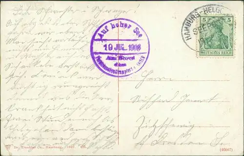 Ansichtskarte  Turbinendampfer Kaiser - Seepost Hamburg Helgoland 1908